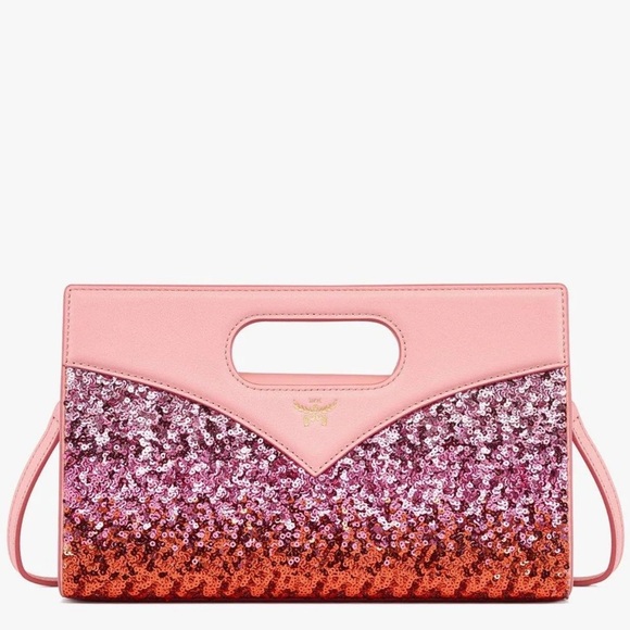 MCM Handbags - MCM Diamond Tote In Sequin Lamb Leather Pink NWT
